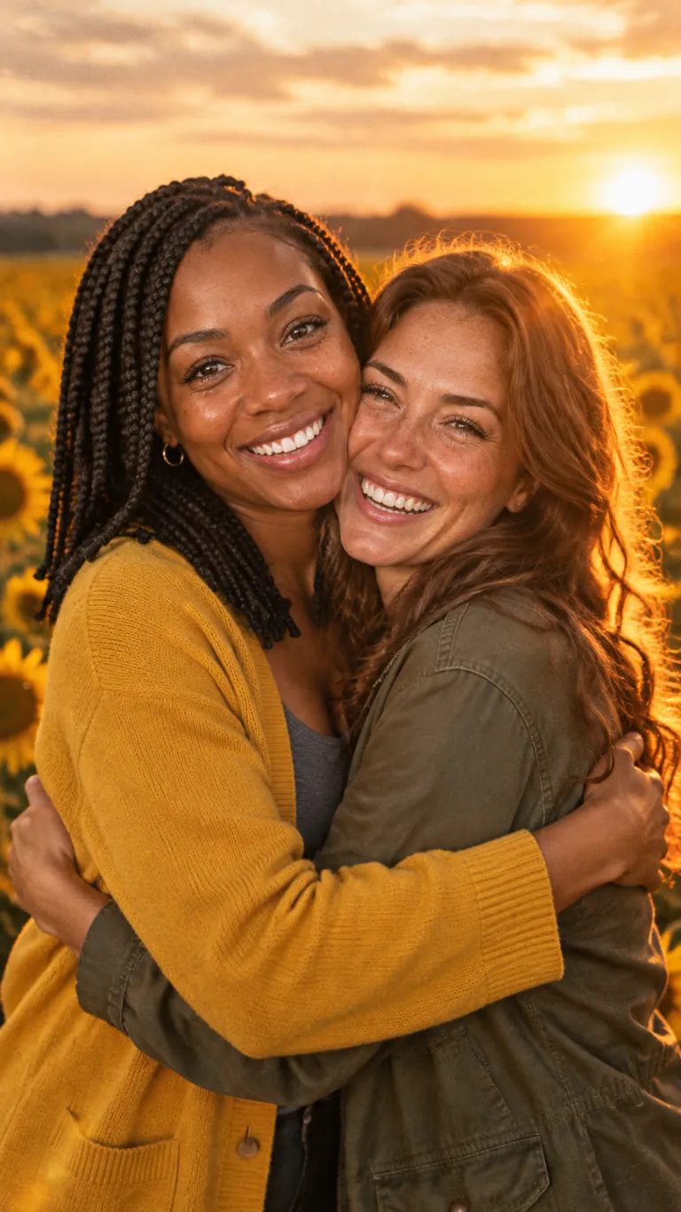 Sunflower field hug